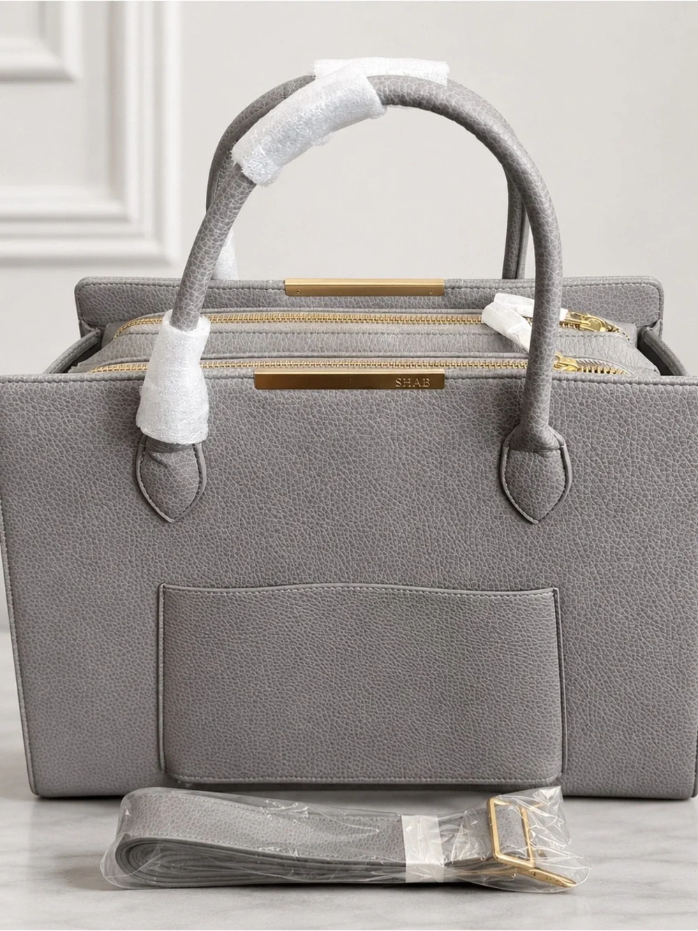 Shae New With Tags Acquisition Work Tote Grey with Gold Hardware STURDY